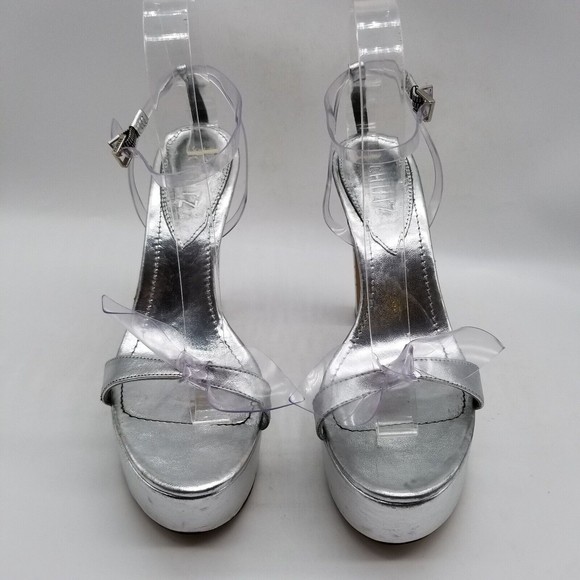 SCHUTZ Women Elyda Platform Heel Sandals Silver 8 - Picture 3 of 9